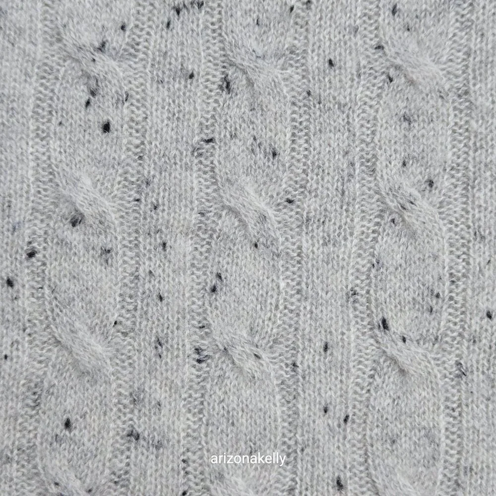 Speckled Cashmere Cable Knit Creme Oversized Scarf